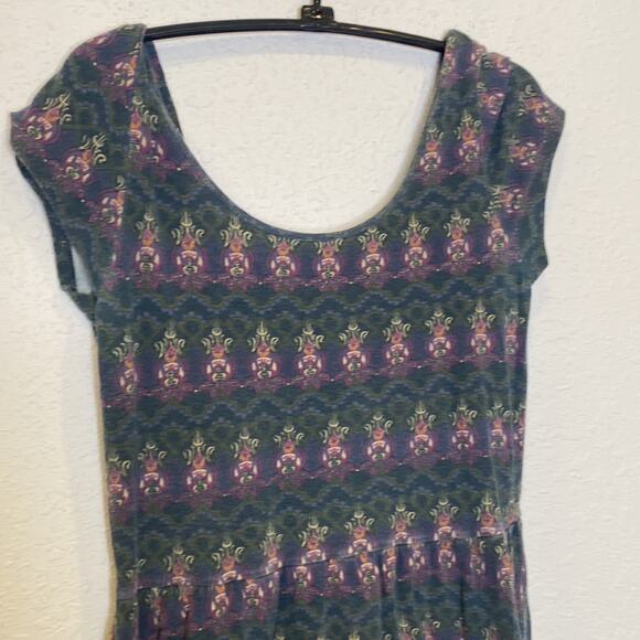 Mossimo Supply Co. Cap Sleeve Scoop Neck Stretchy Mini Dress Boho Print Sz Sm - Picture 2 of 12